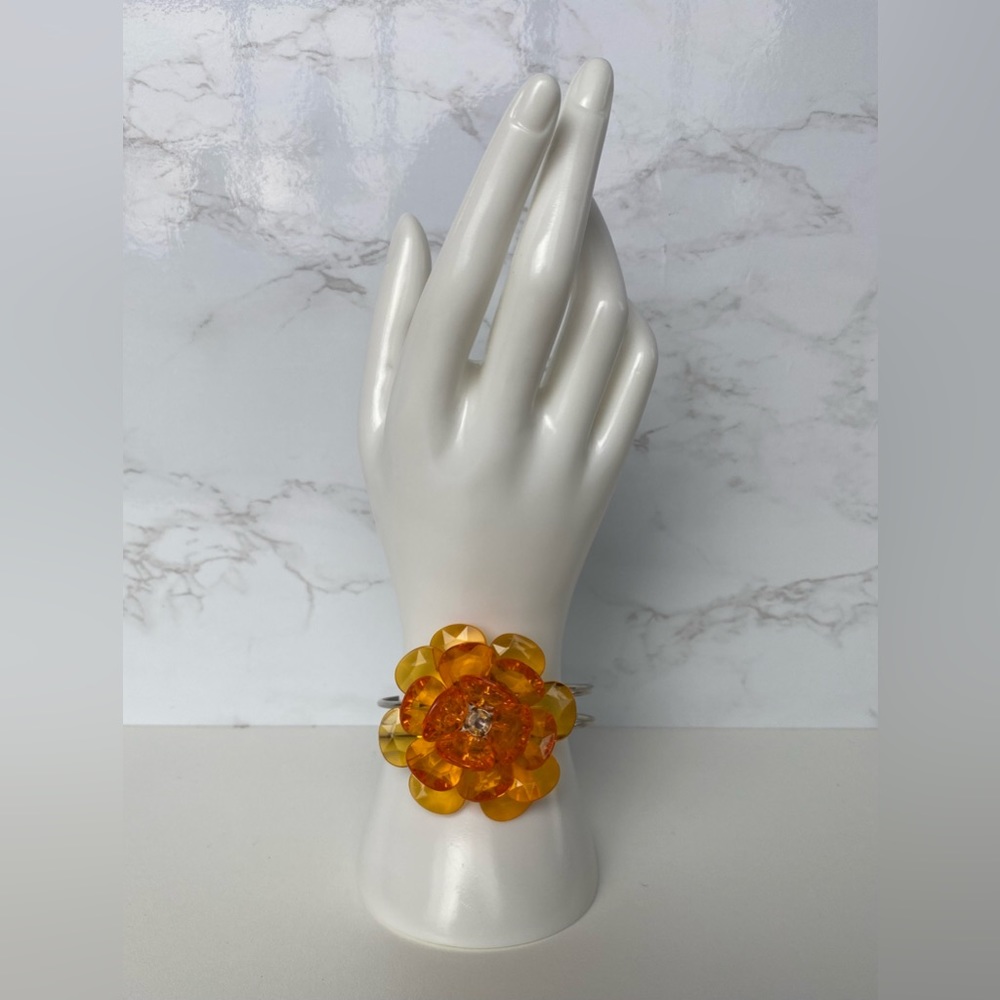 Women's Fashion Jewelry Orange Flower Cuff Bracelet One Size